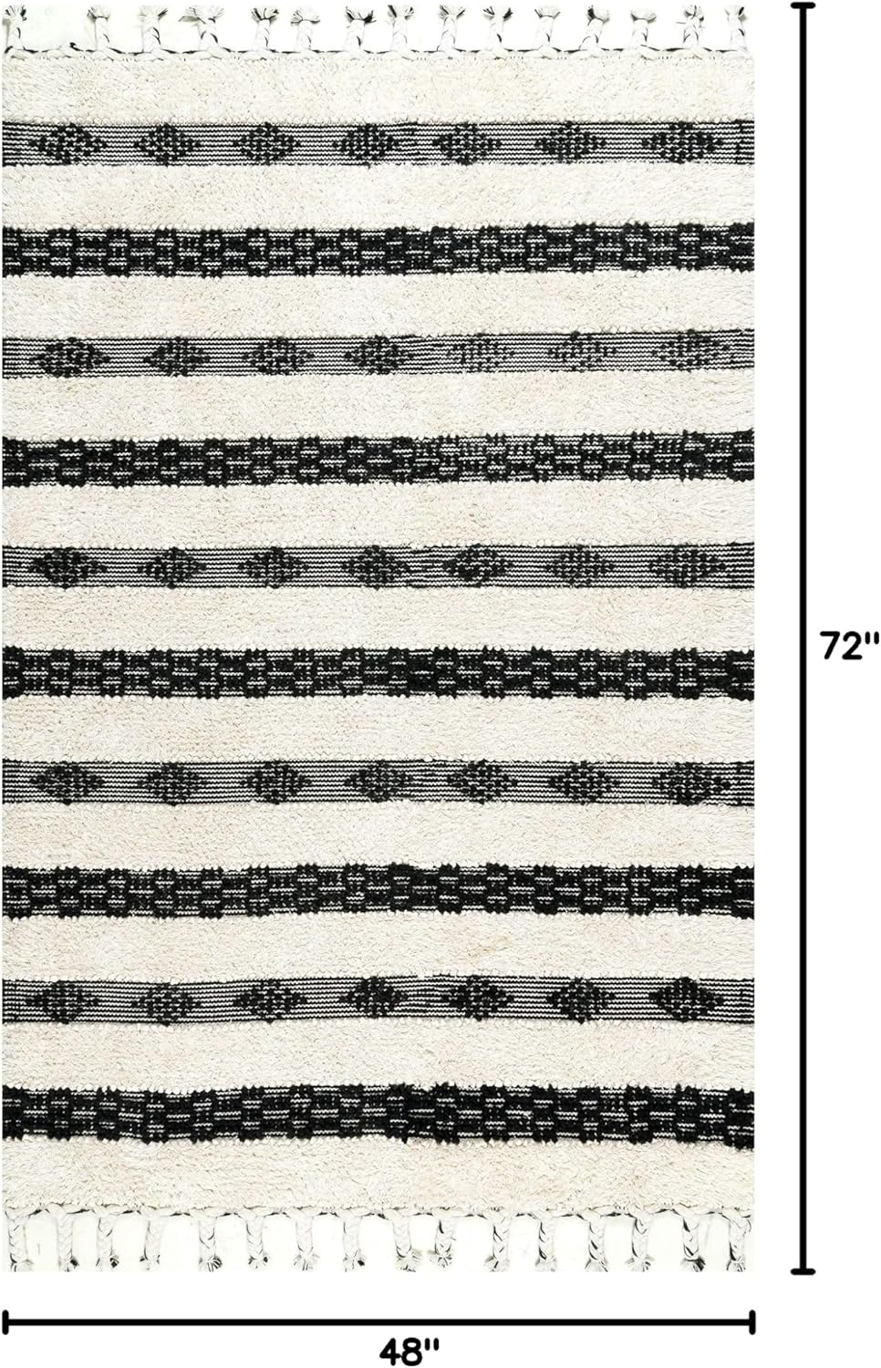 Ivory Shag Tufted Handmade Wool Runner Rug 30"