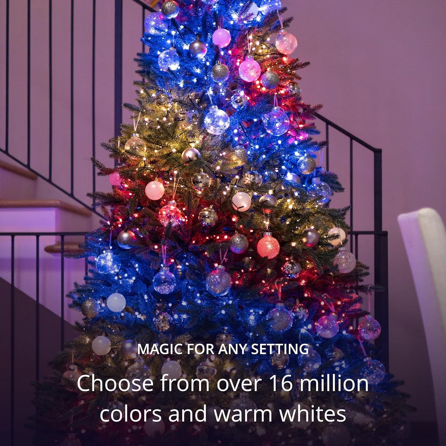 Twinkly Strings 250 LED RGB+White, in- and Outdoor LED Light String, Smart Multicolor LED Lights, Mappable LEDs, Compatible with Alexa and Google Home, IP44, Green Wire, 65ft