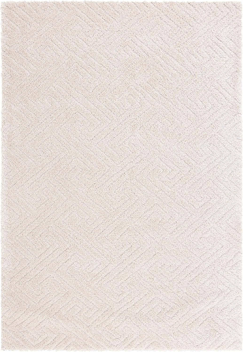 SAFAVIEH Tahoe Ainsley Geometric Shag Area Rug, Beige, 6'7" x 6'7" Square