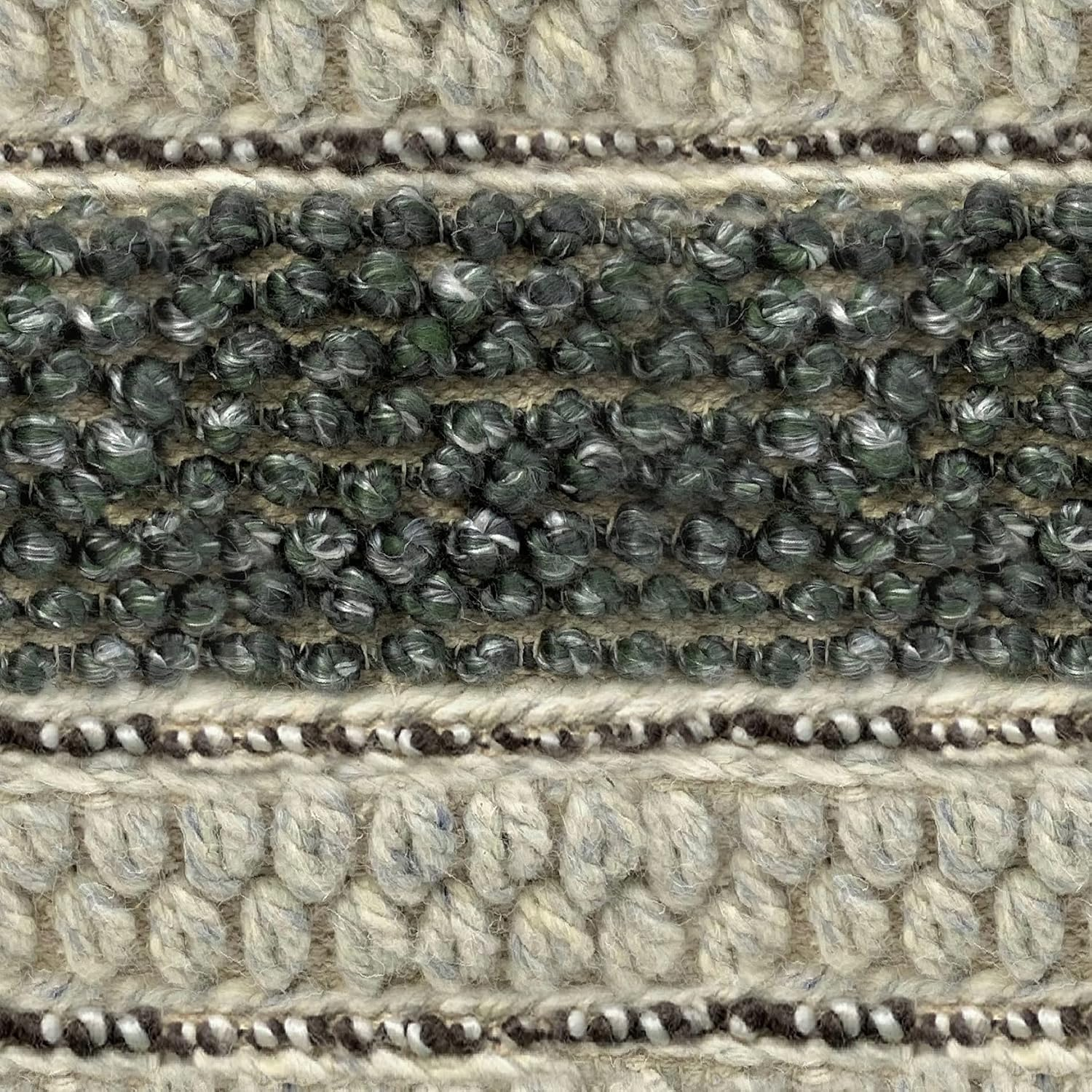 Grady Green and Natural Handloom Woven Square Pouf