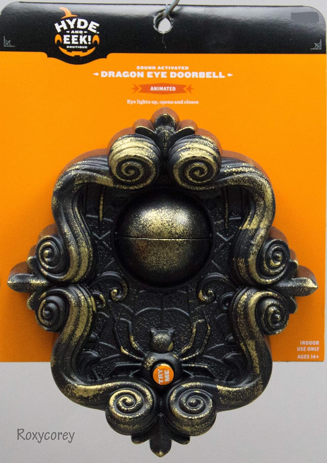 Hyde and Eek Boutique Sound Activated Dragon Eye Doorbell Animated Lights Up Open and Closes