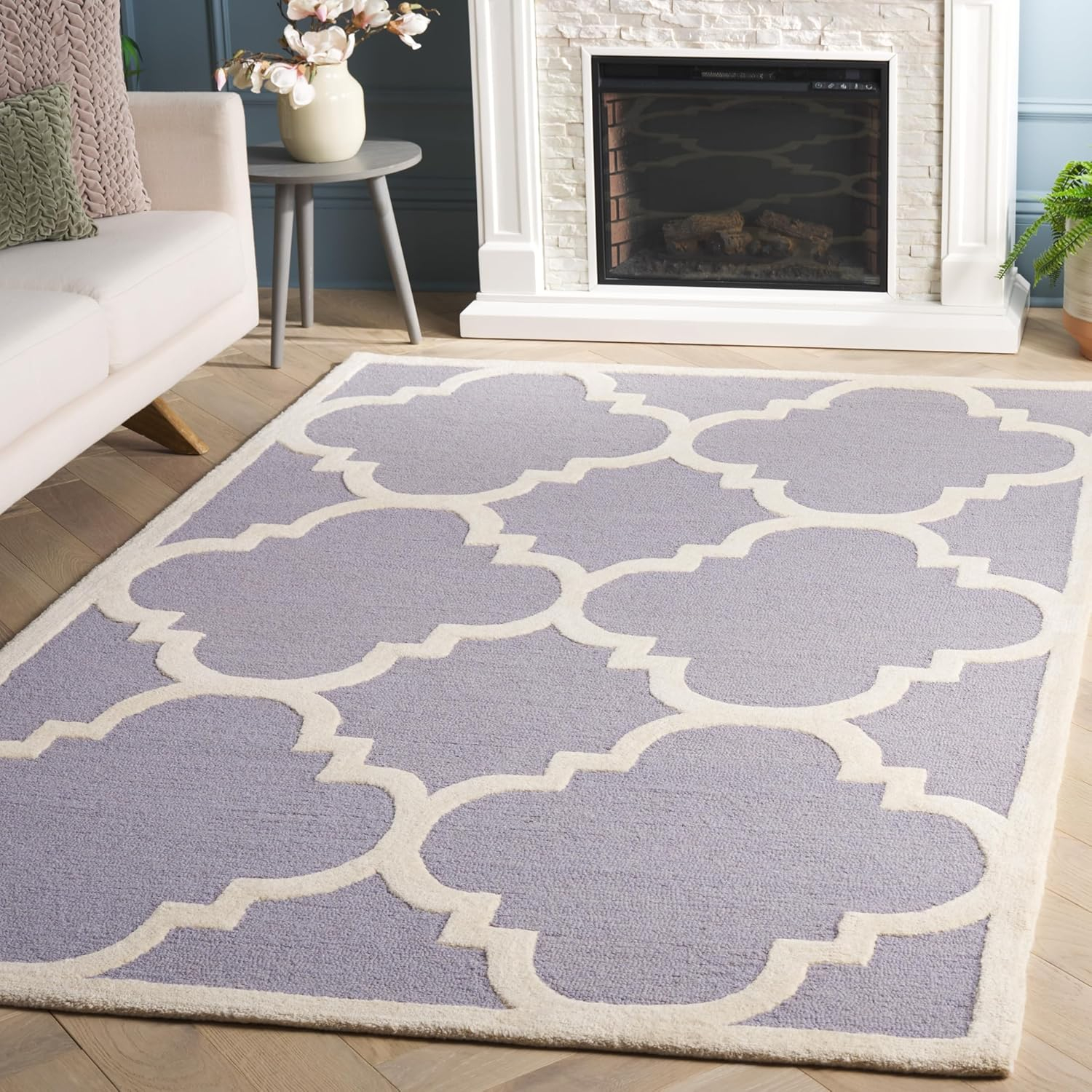 Ivory and Silver Hand-Tufted Wool Rectangular Rug