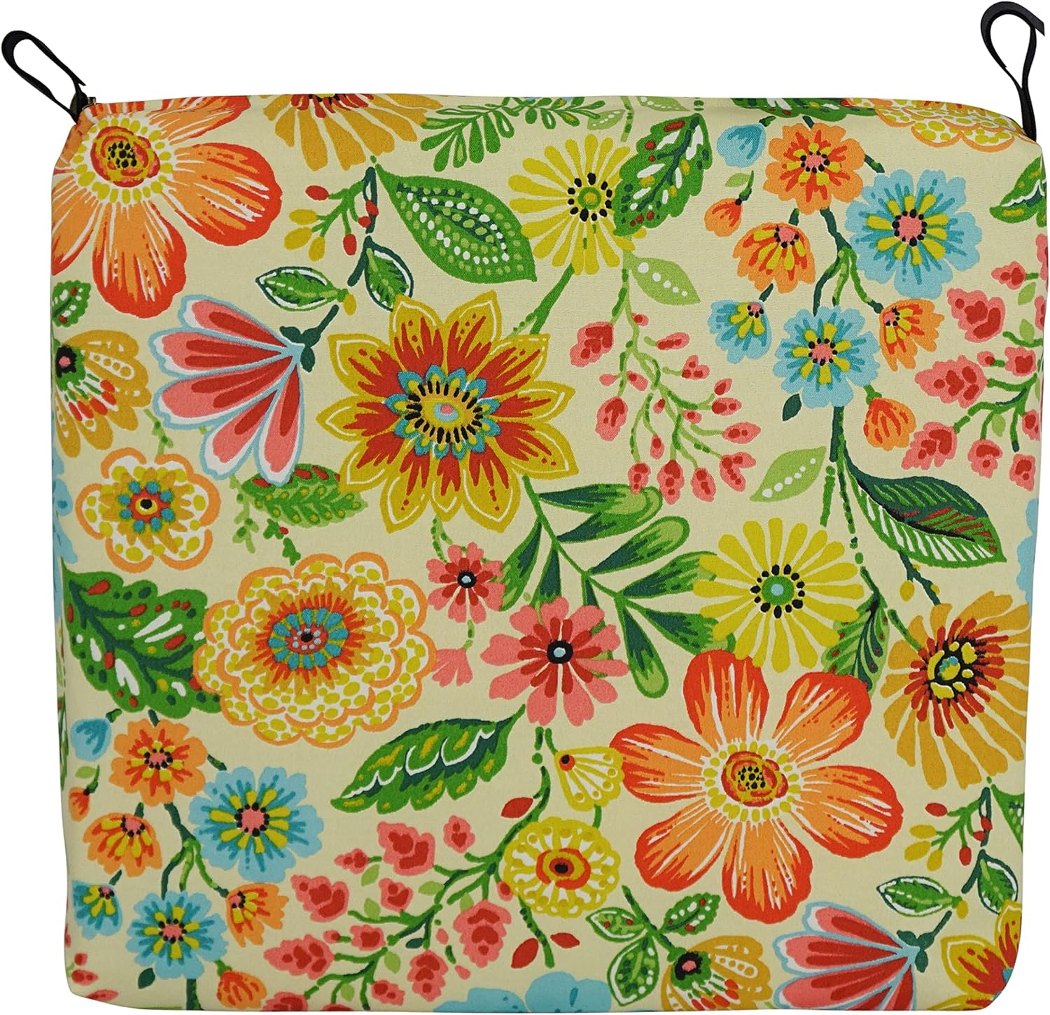 Blazing Needles  20 x 19 in. Patterned Outdoor Spun Polyester Chair Cushion, Gregoire Chamomile