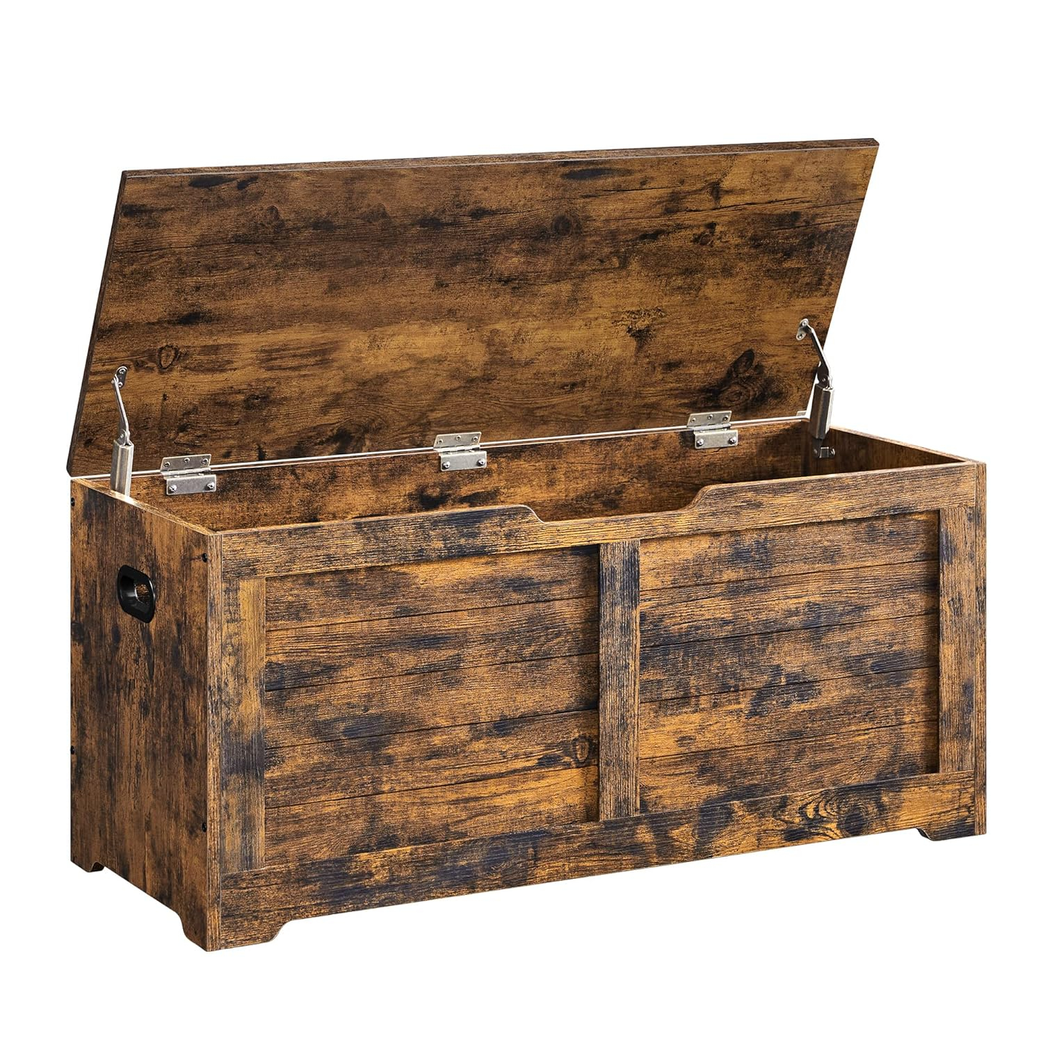 Storage Chest, Storage Trunk with 2 Safety Hinges, Organizer Bench for Entryway, 15.7 x 39.4 x 18.1 Inches, Rustic Brown