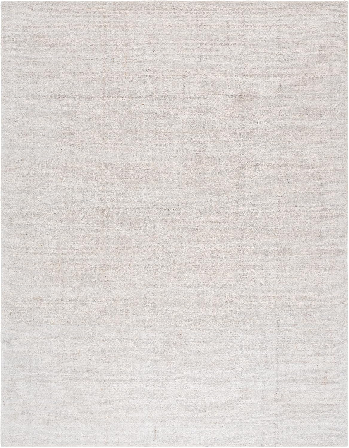 Ivory and Beige Handmade Wool and Viscose Round Area Rug