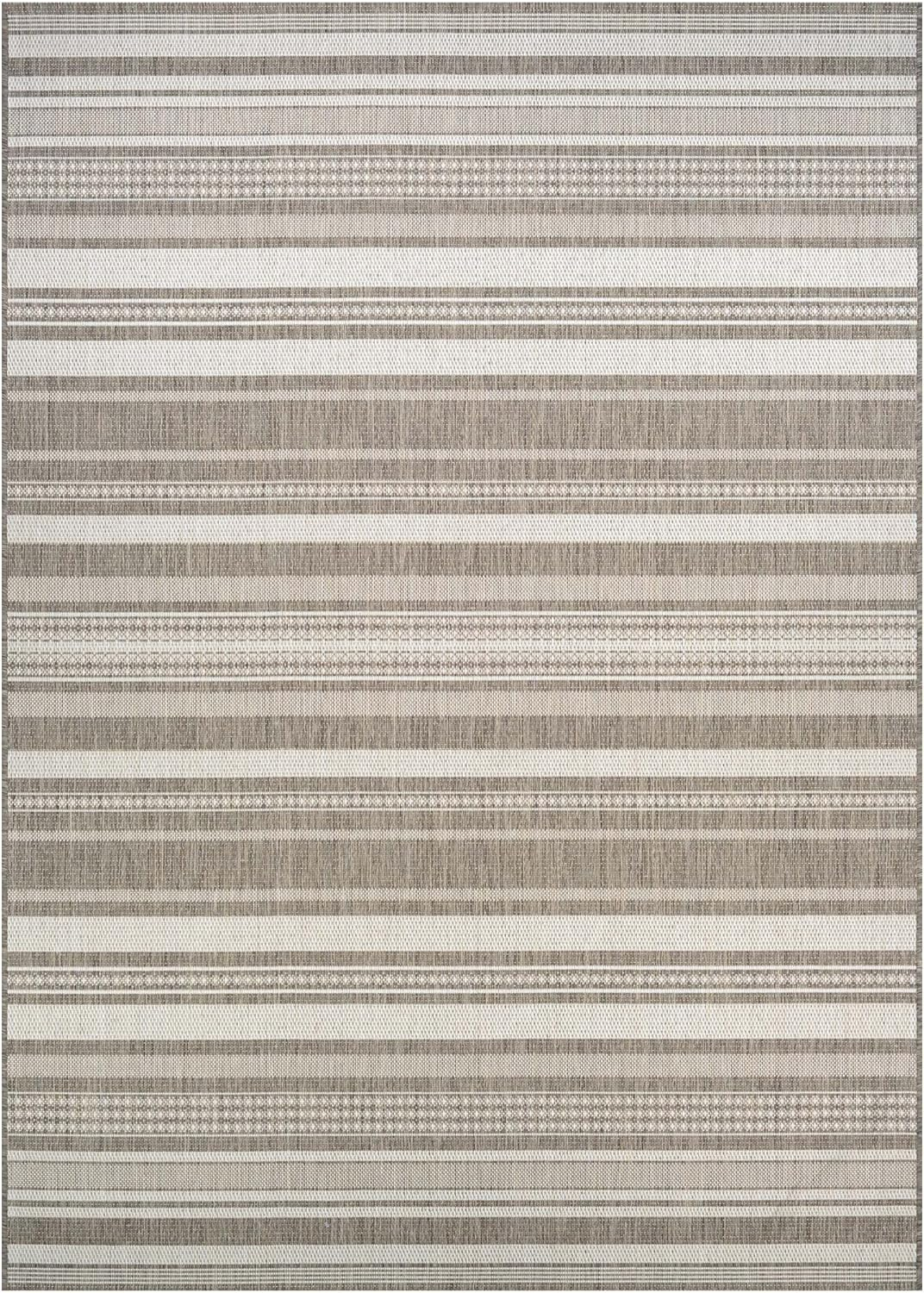 Couristan Recife Gazebo Stripe Indoor / Outdoor Area Rug, Champagne- Taupe, 5'3" x 7'6"