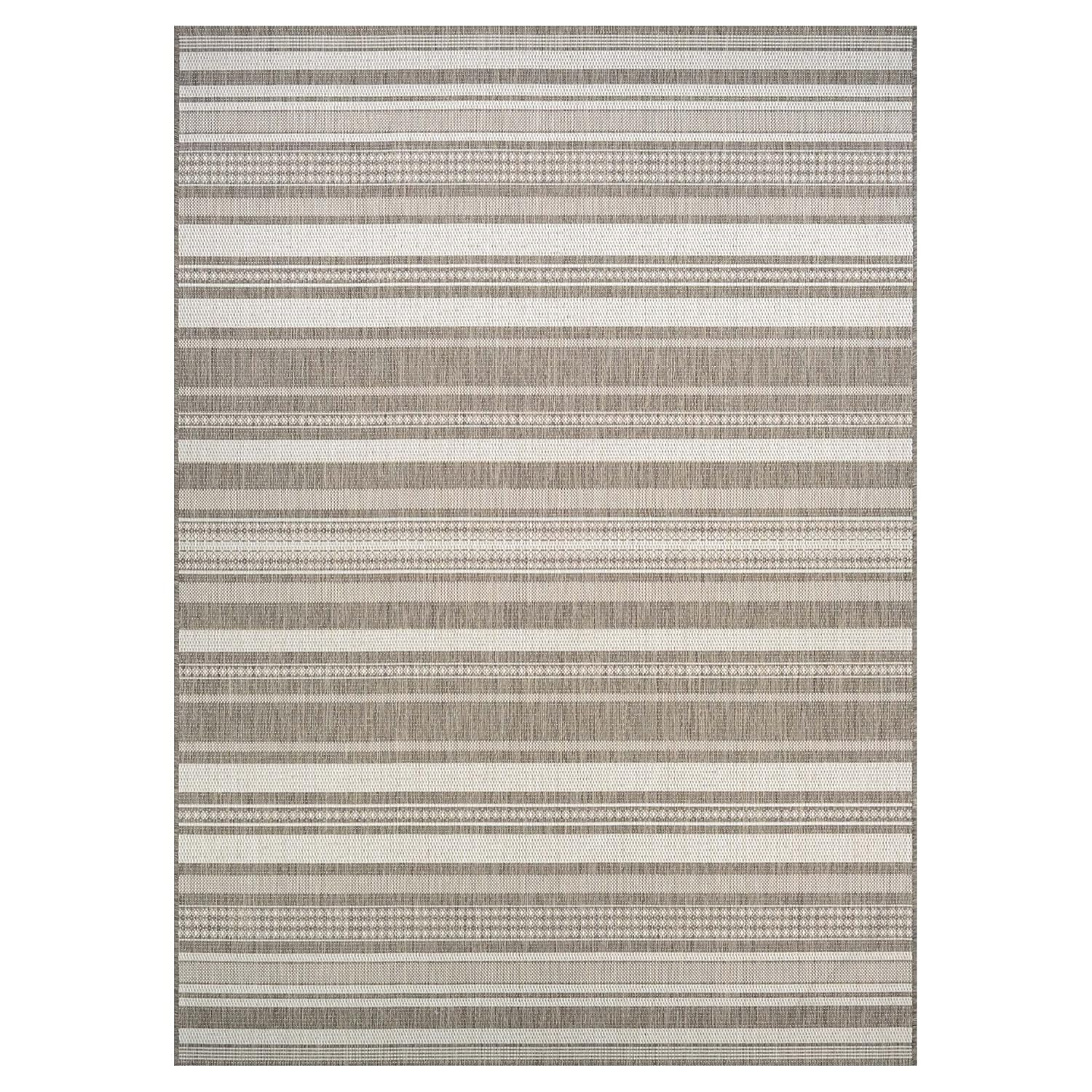 Couristan Recife Gazebo Stripe Indoor / Outdoor Area Rug, Champagne- Taupe, 5'3" x 7'6"