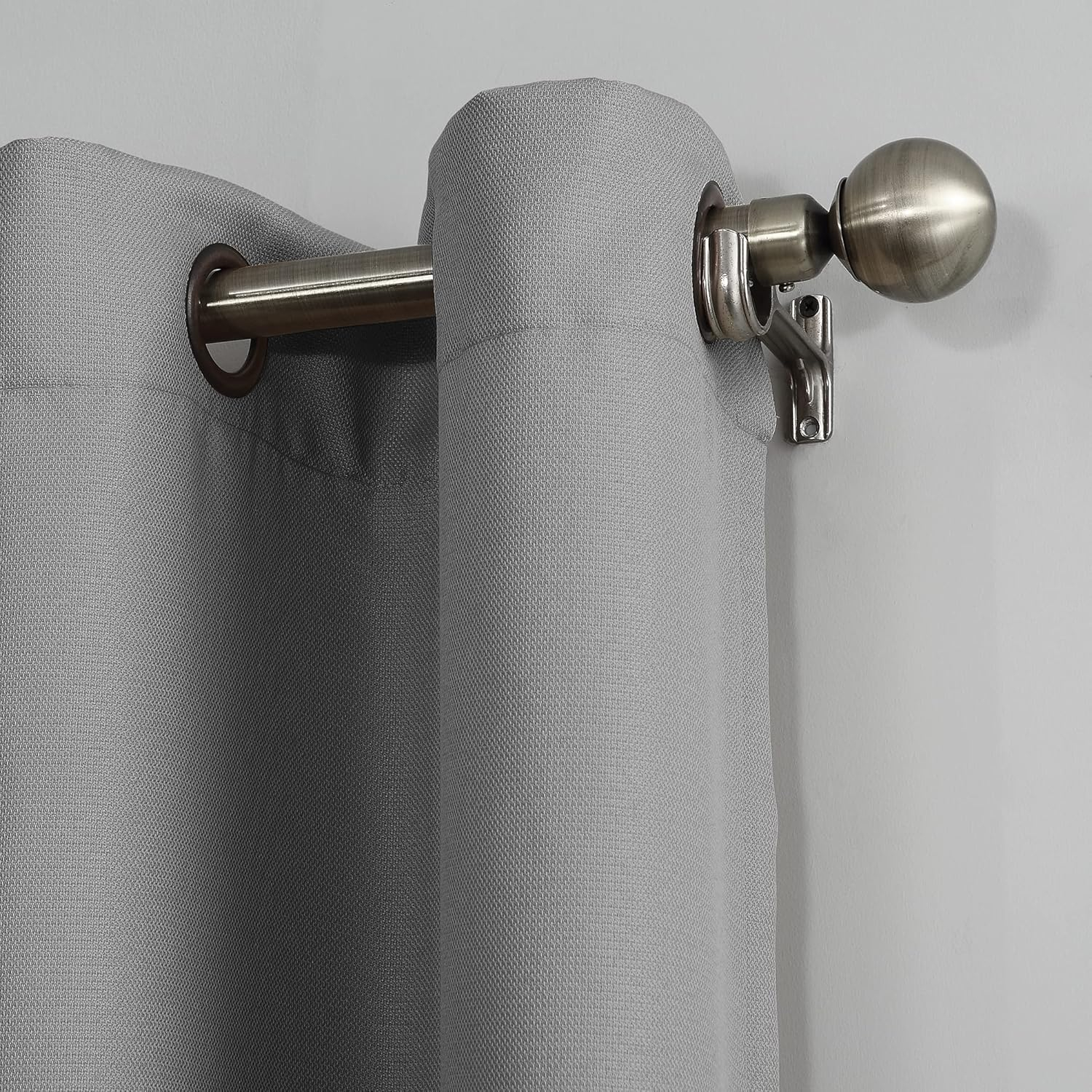 No. 918 Nathan Casual Textured Semi-Sheer Grommet Curtain Panel, 48"x63", Nickel