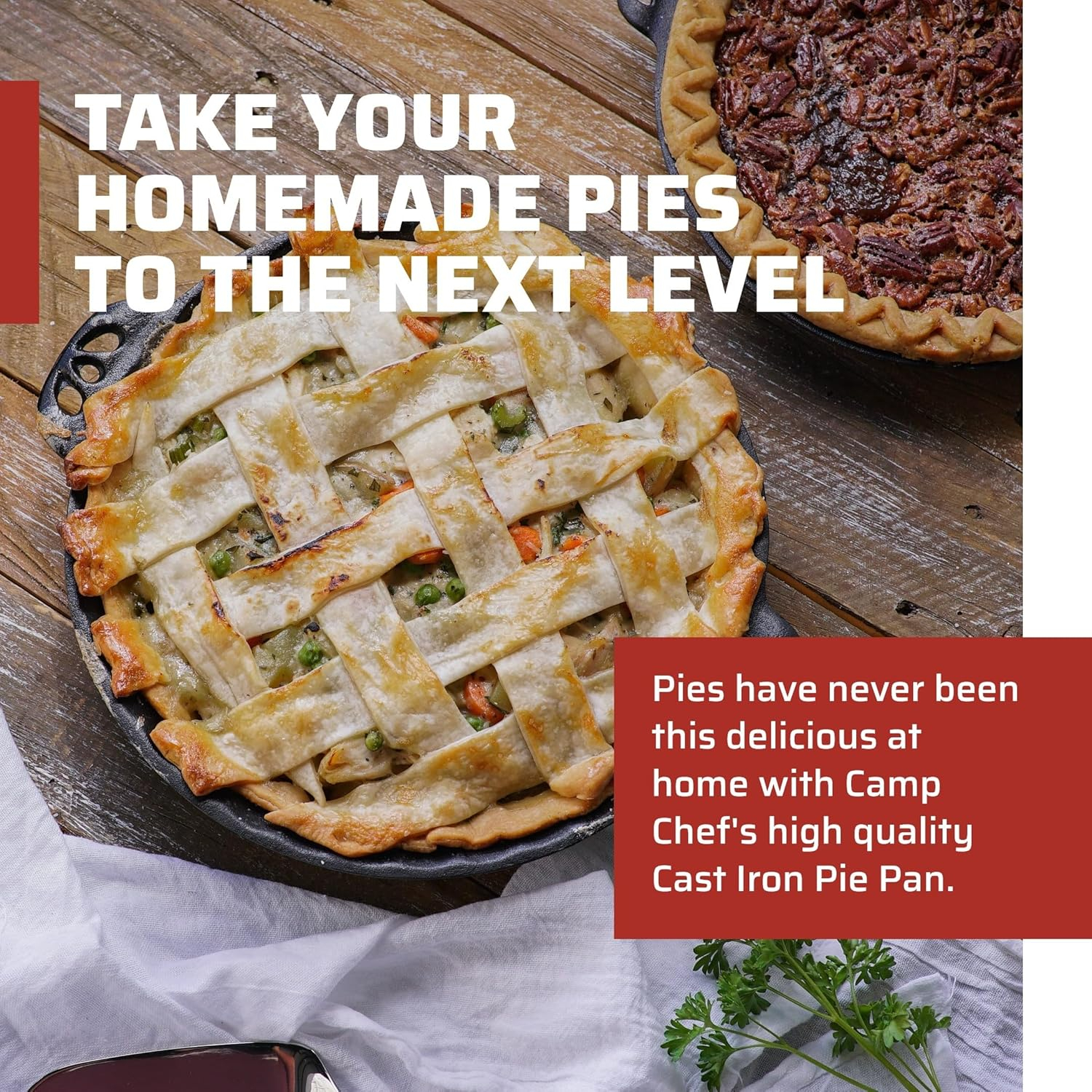 Camp Chef Cast Iron Pie Pan - True-Seasoned Cast Iron Pie Dish for Cooking & Camping Accessories - 10"