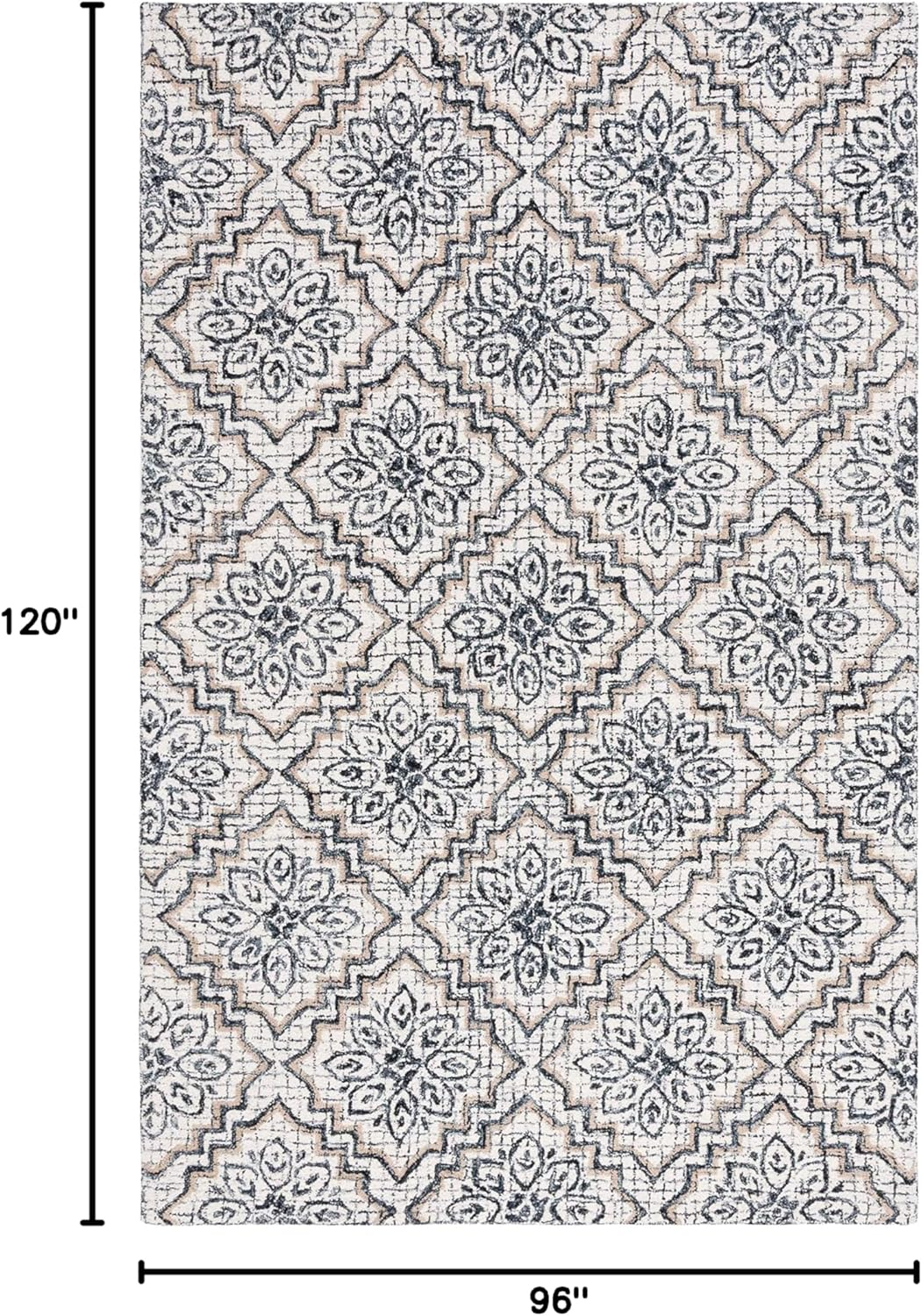 SAFAVIEH Abstract Drew Abstract Wool Area Rug, Ivory/Navy, 8' x 10'