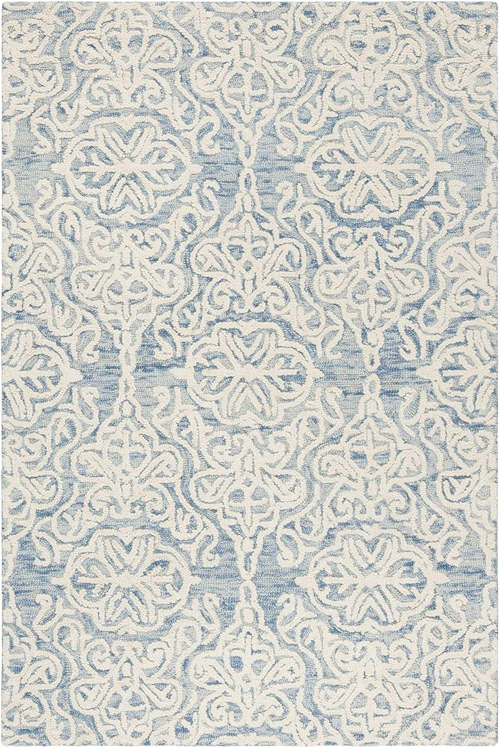 SAFAVIEH Blossom Asher Geometric Wool Area Rug, Blue/Ivory, 2' x 3'