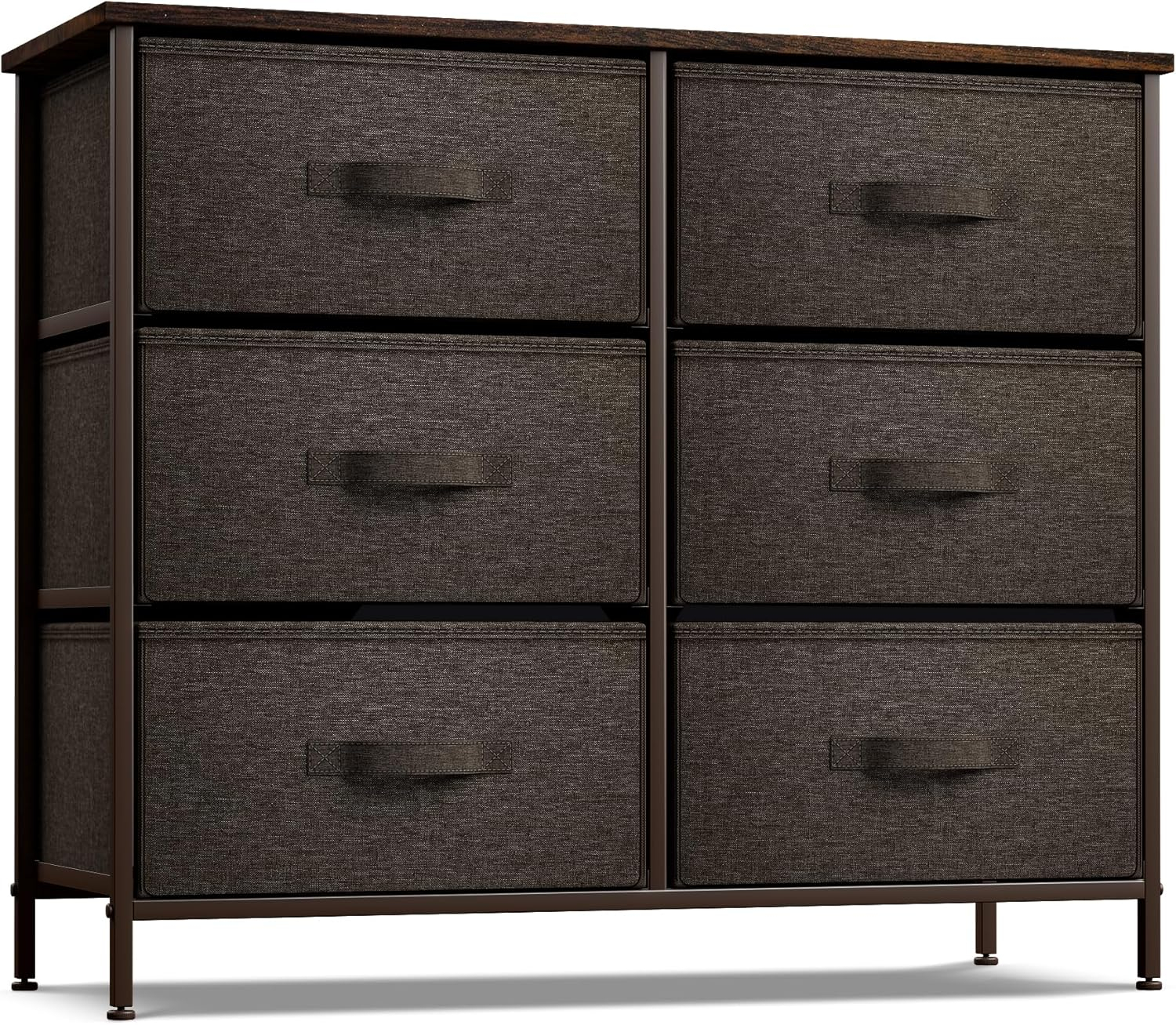 Sorbus Dresser with 6 Drawers - Chest Organizer Unit with Steel Frame Wood Top & Handle Easy Pull Fabric Bins for Clothes - Storage Furniture for Bedroom, Hallway, Living Room, Nursery & Closet