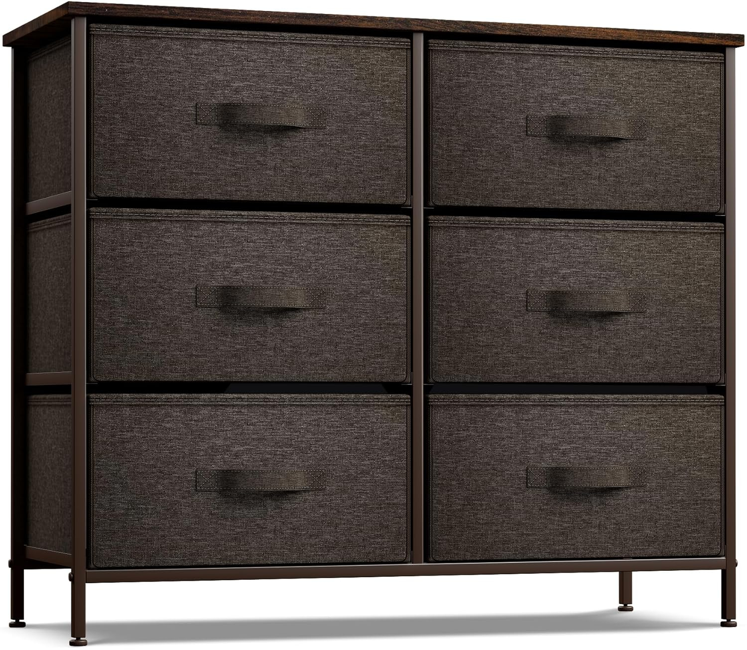 Sorbus Dresser with 6 Drawers - Chest Organizer Unit with Steel Frame Wood Top & Handle Easy Pull Fabric Bins for Clothes - Storage Furniture for Bedroom, Hallway, Living Room, Nursery & Closet