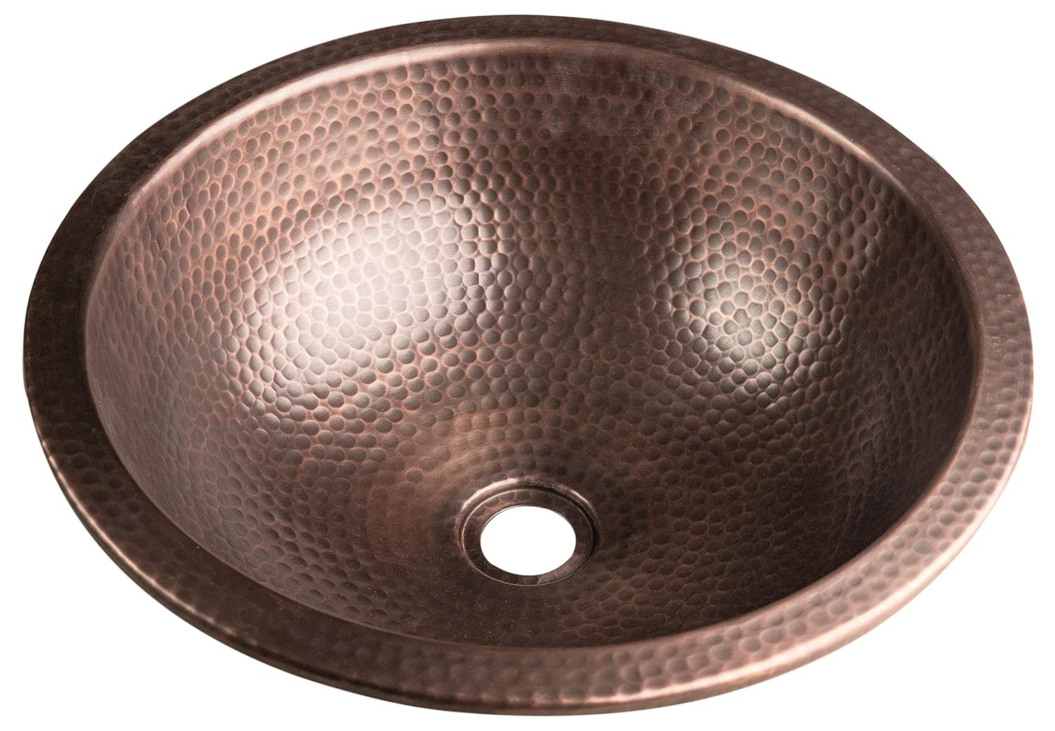Monarch Abode 16-inch Hand Hammered Pure Copper Rotunda Dual Mount Bathroom Sink, Drop-In or Undermount Vanity Sink, Single Circular Bowl