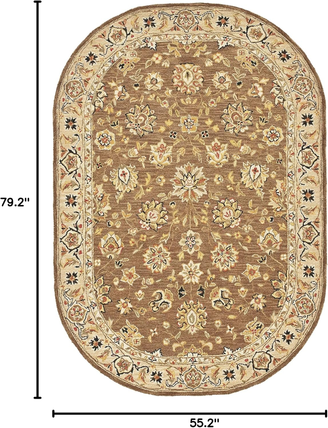 SAFAVIEH Chelsea Collection Area Rug - 4'6" x 6'6" Oval, Brown & Ivory, Hand-Hooked French Country Wool, Ideal for High Traffic Areas in Living Room, Bedroom (HK505B)