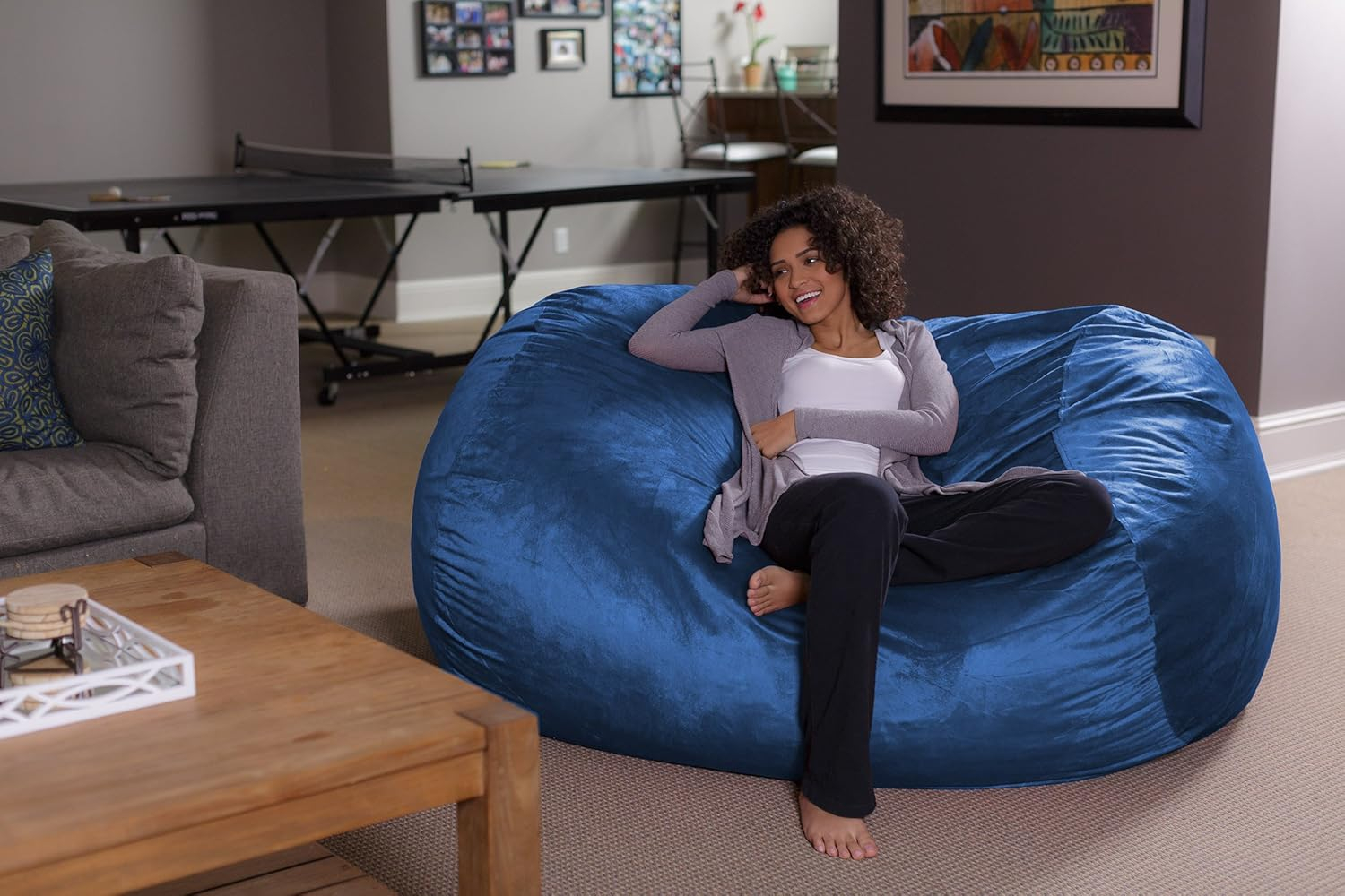 Sofa Sack Bean Bag Lounger - Plush Bean Bag Sofas with Super Soft Microsuede Cover- XL Memory Foam Stuffed Lounger Chairs for Kids, Adults, Couples - Jumbo Bean Bag Chair Furniture 6 Feet - Royal Blue
