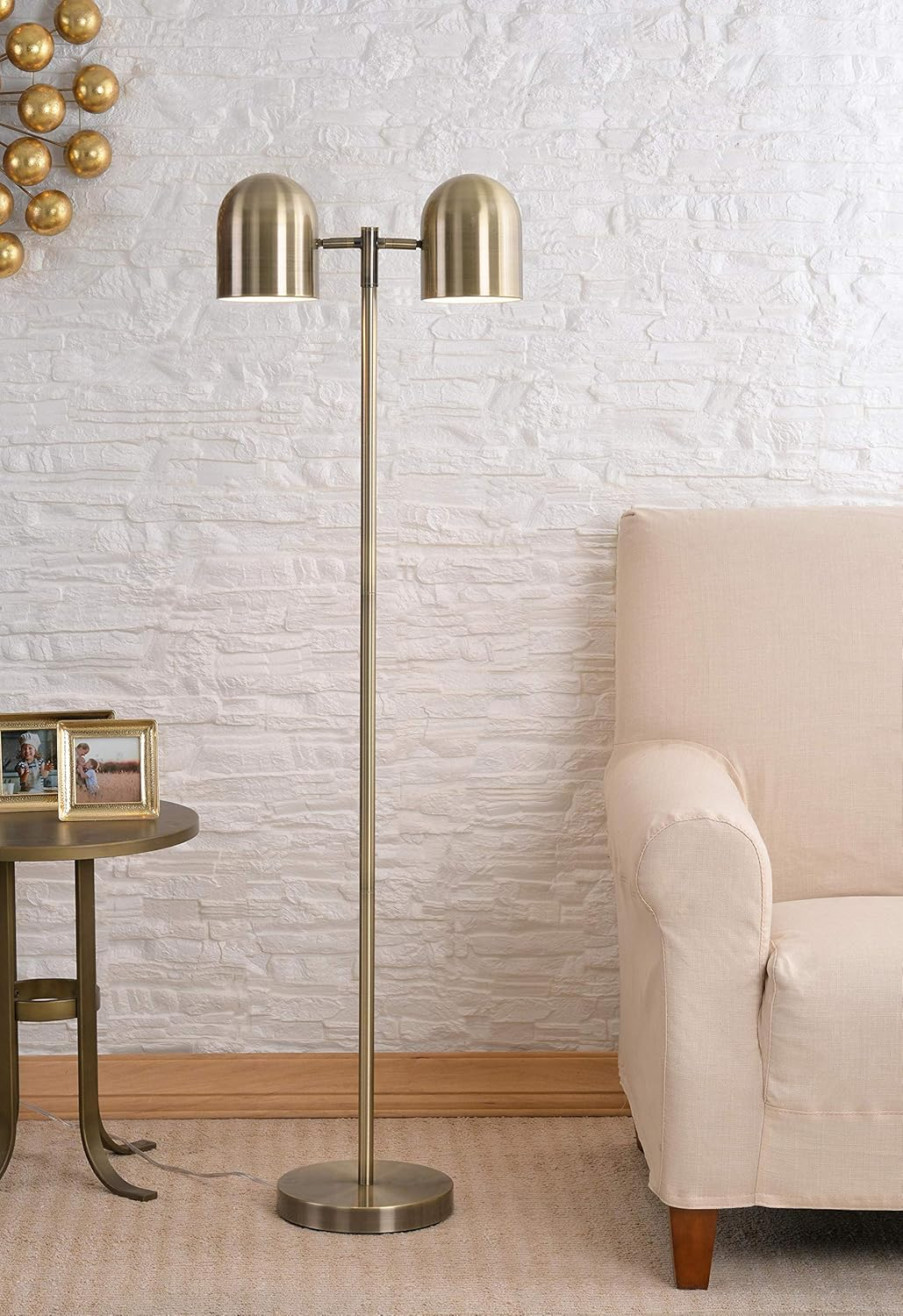 Kenroy Home 33171AB Alden Floor Lamp with Antique Brass Finish, Modern Style, 57.125" Height, 17.625" Width, 9.875" Depth