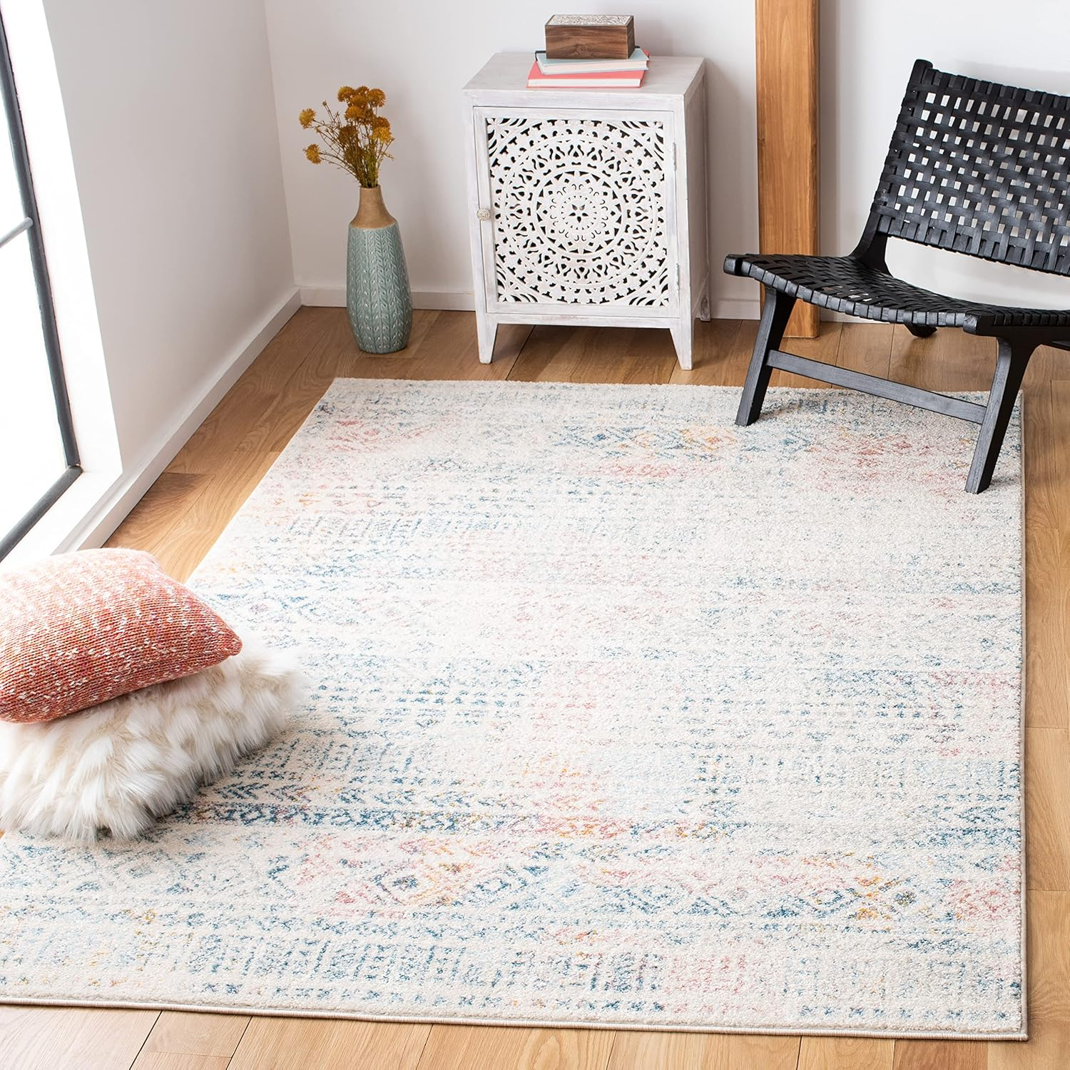 SAFAVIEH Tulum Britton Moroccan Geometric Area Rug, 10' x 13', Ivory/Terracotta