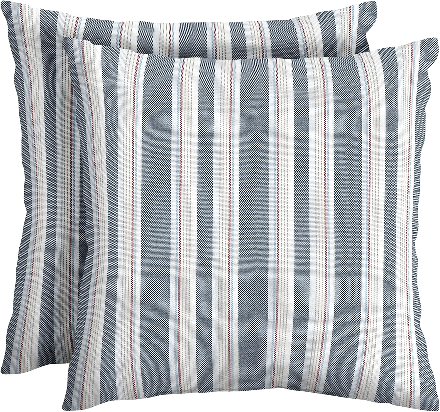 Arden Selections Oceantex Outdoor Toss Pillow 18 x 18, 2 Pack 18 x 18, Ocean Blue Stripe