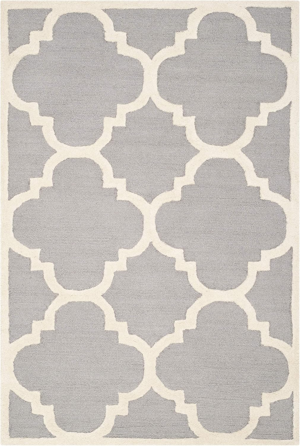 Ivory and Silver Hand-Tufted Wool Rectangular Rug