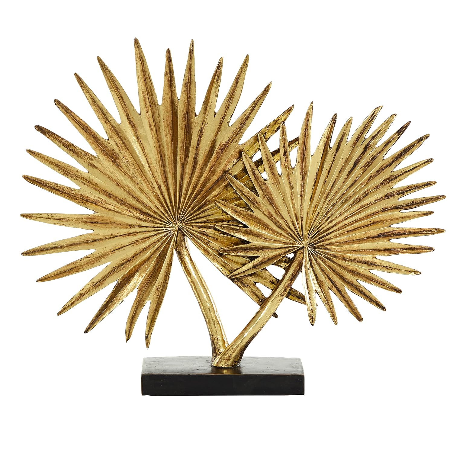 Deco 79 Polystone Leaf Palm Sculpture, 19" x 4" x 16", Gold