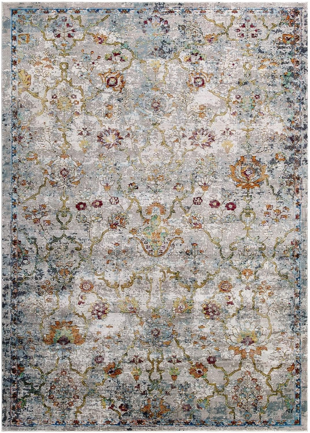 Manuka Blue Floral Synthetic 4' x 6' Area Rug