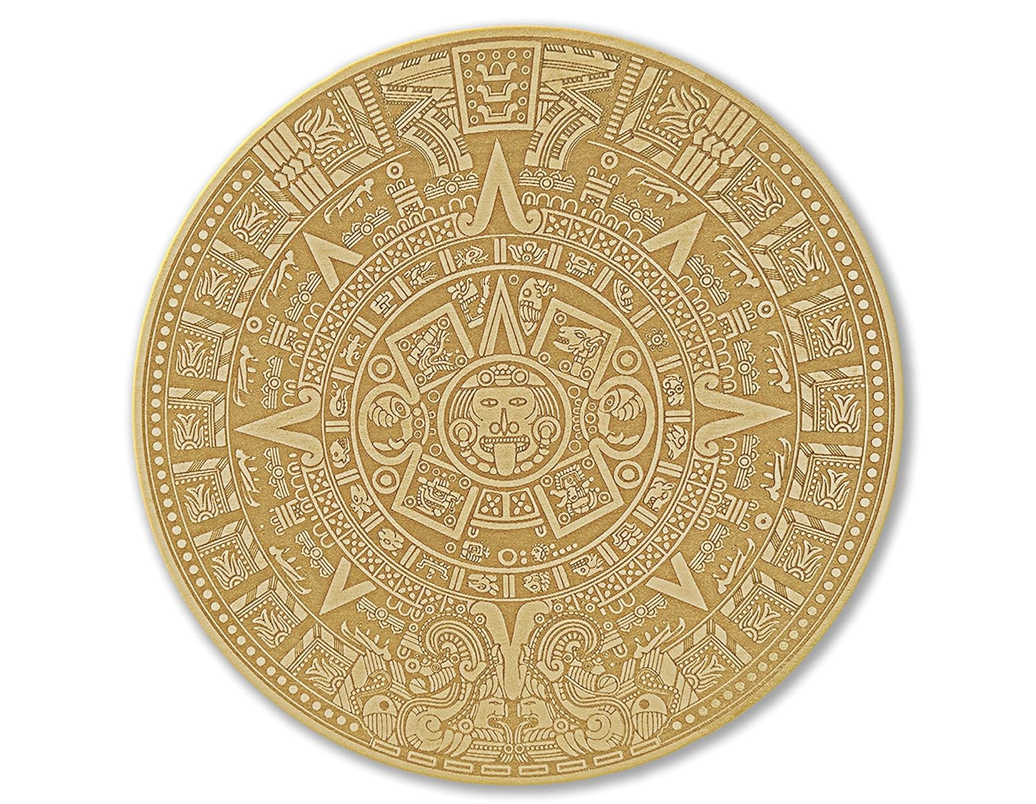 Urbalabs Wood Aztec Calendar Wall Decor 12" Inch Wall Hanging Mexico Aztec Calendar Mayan Calendar Cinco De Mayo Mexican Sun Azteca Calendario Laser Engraved Made In USA (12 Inch)