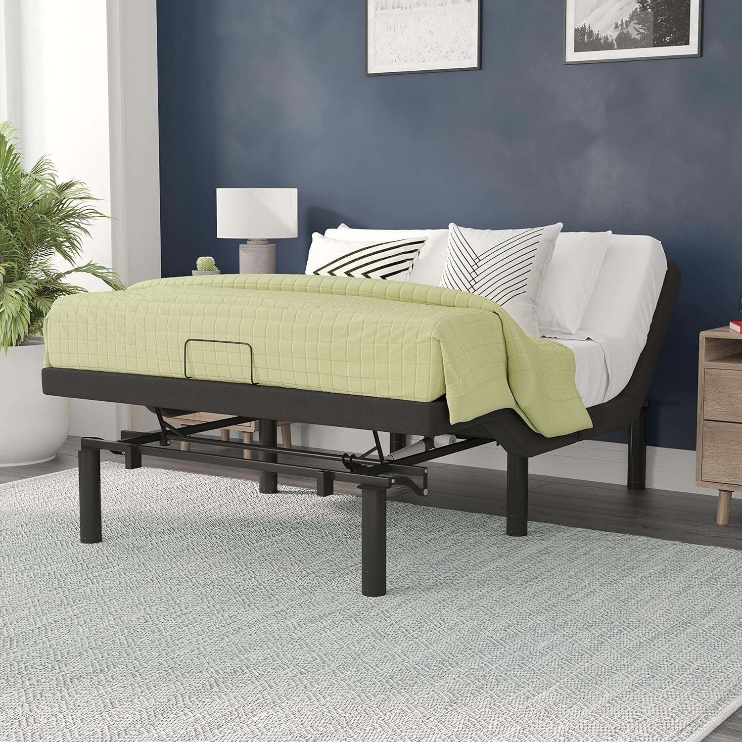 Flash Furniture Selene Motorized Adjustable Bed Frame, Black, Full