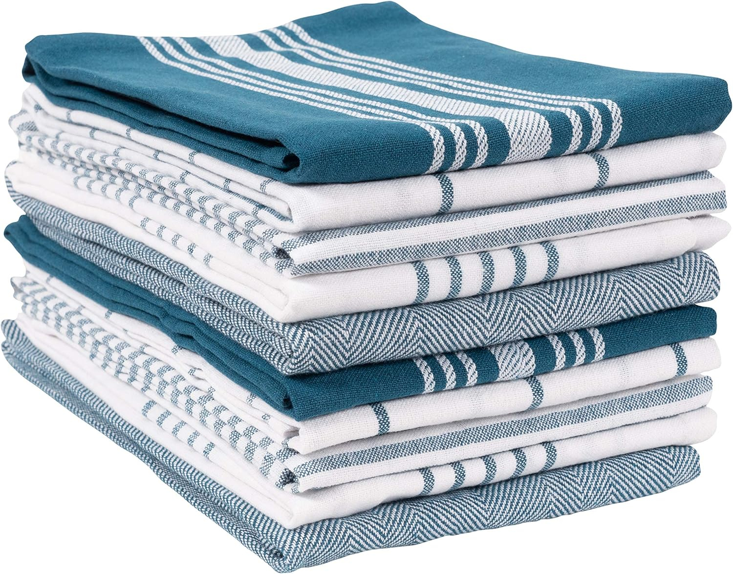 KAF Home Soho Set of 10 Recycled Cotton Kitchen Towels - 18"x 28" (Teal)