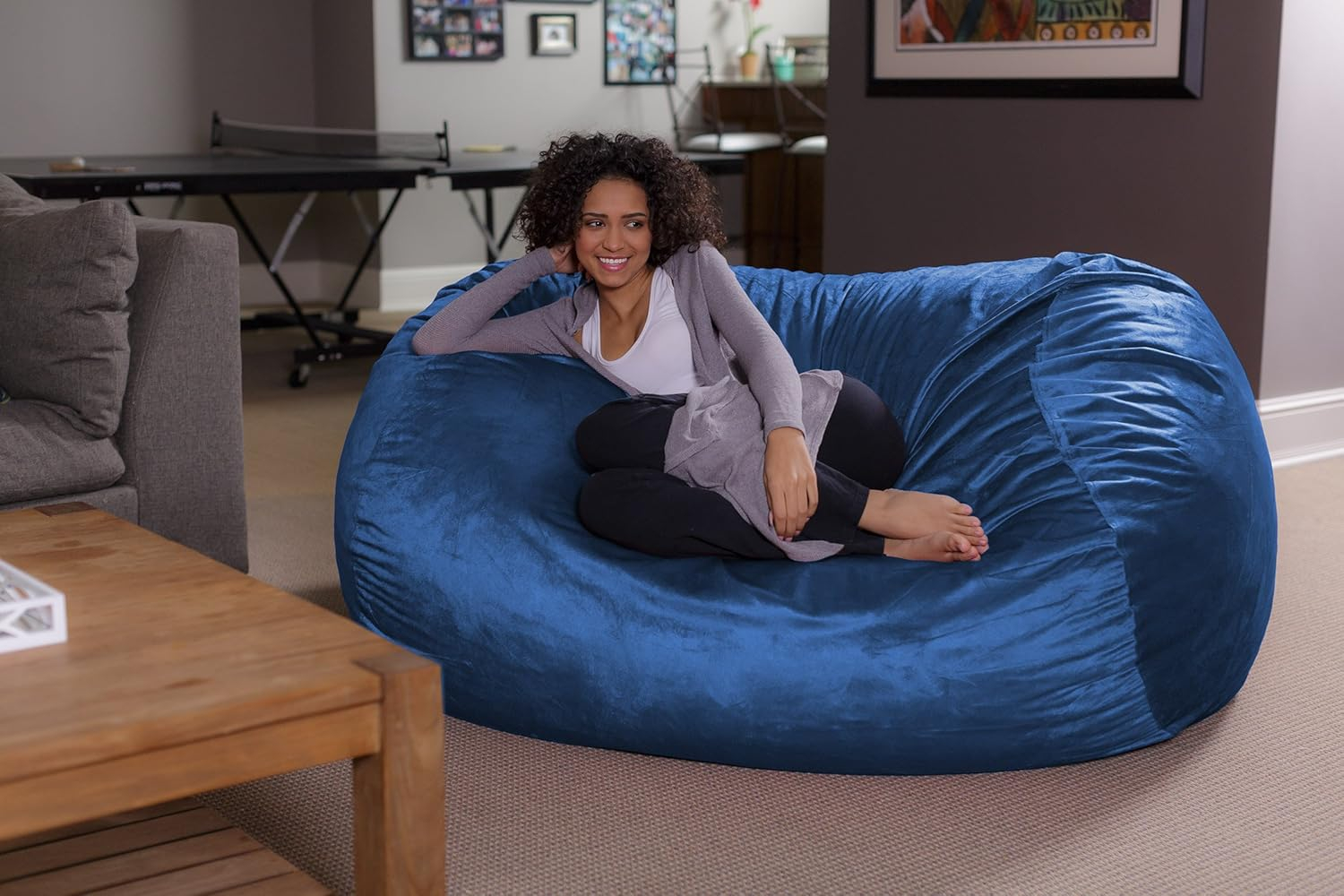 Sofa Sack Bean Bag Lounger - Plush Bean Bag Sofas with Super Soft Microsuede Cover- XL Memory Foam Stuffed Lounger Chairs for Kids, Adults, Couples - Jumbo Bean Bag Chair Furniture 6 Feet - Royal Blue