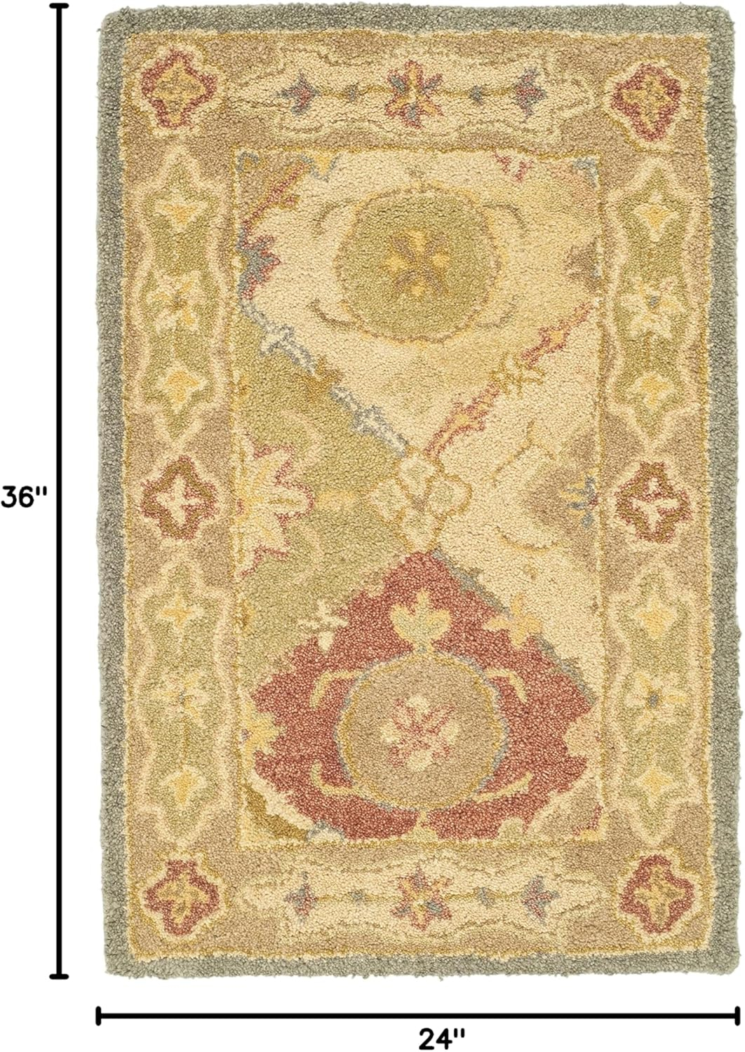 SAFAVIEH Antiquity Collection 2' x 3' Multi / Beige AT316A Handmade Traditional Oriental Premium Wool Accent Rug