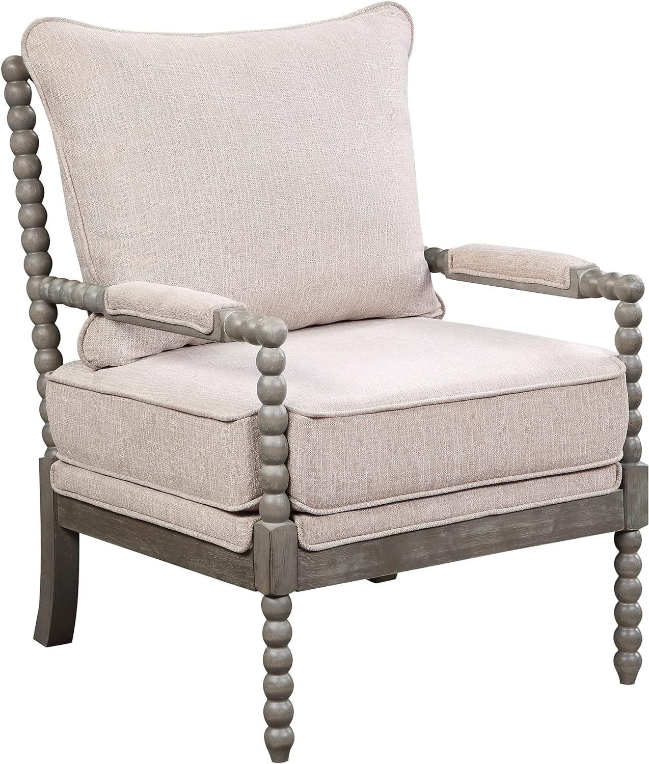 OSP Home Furnishings Abbott Chair in Linen Fabric with Brushed Grey Base K/D
