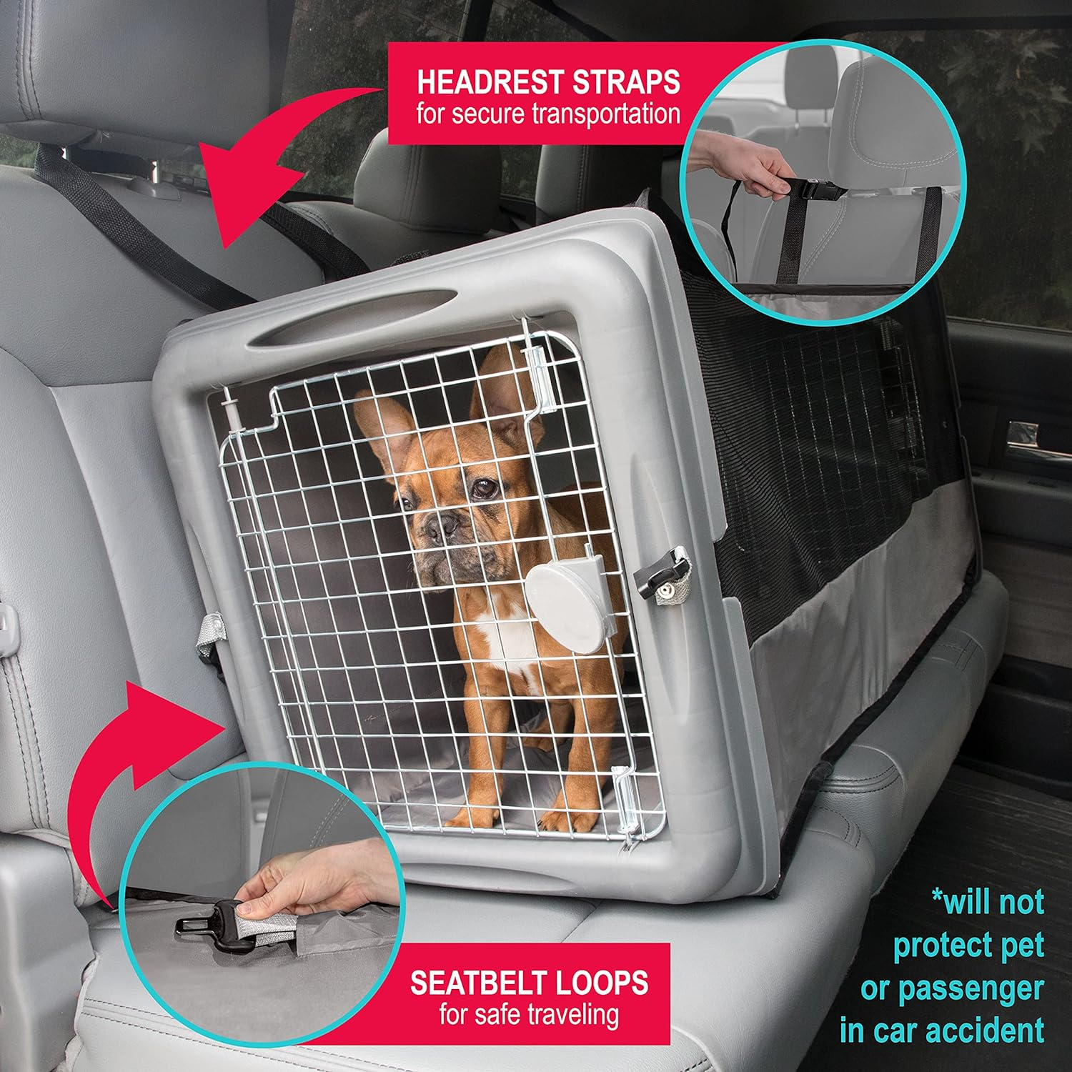 Large Portable Waterproof Pet Travel Kennel with Mesh Panels