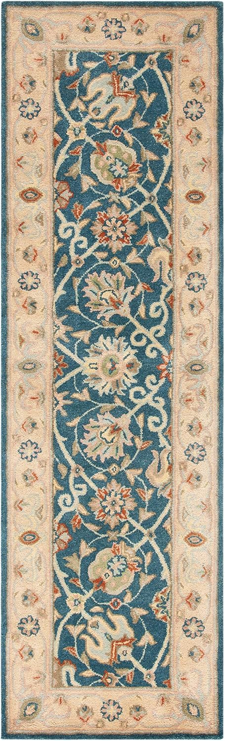 SAFAVIEH Antiquity Lilibeth Traditional Floral Wool Runner Rug, Blue, 2'3" x 10'