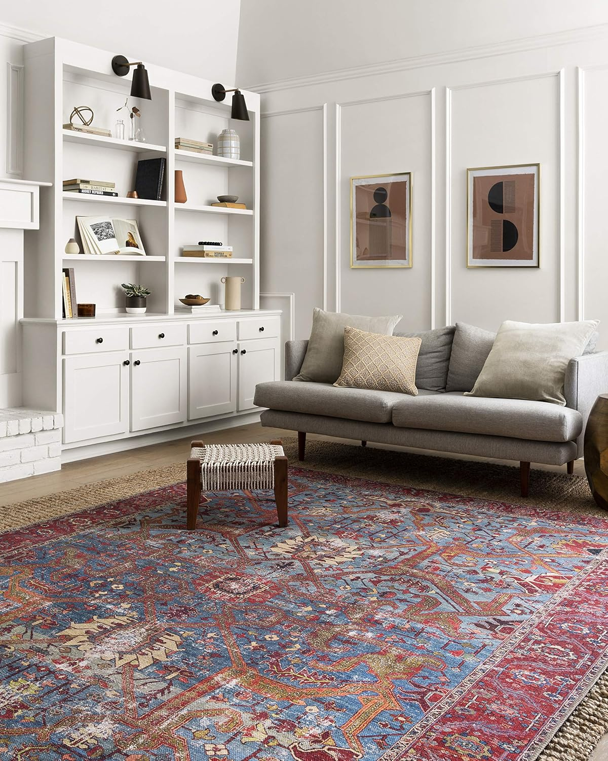 Loloi II Loren Blue/Red 2'-3" x 3'-9" Accent Rug