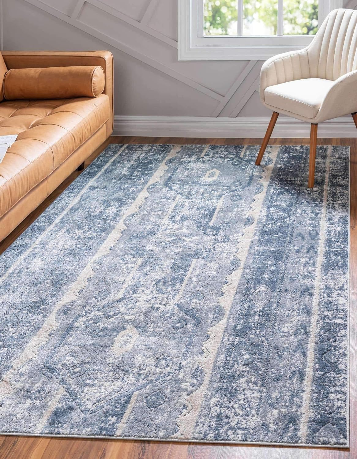 Unique Loom Portland Collection Area Rug - Depoe (6' 1" x 9' Rectangle Blue/Beige)