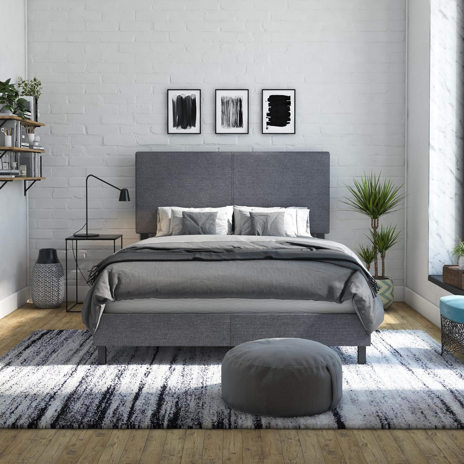 DHP Janford Upholstered Bed, Gray Linen, Full