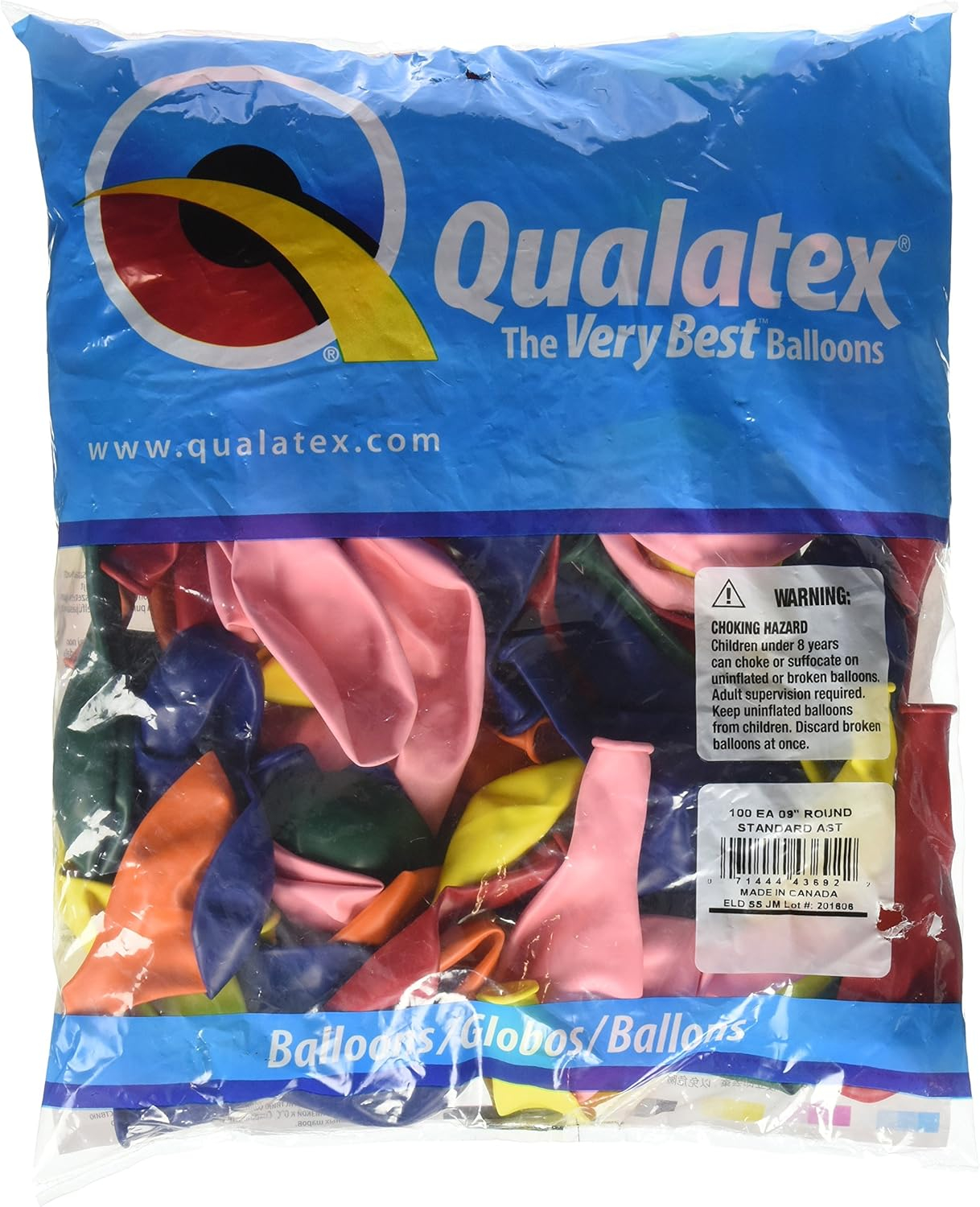 Qualatex 1.5" Assorted Colors Balloons, 100 Count