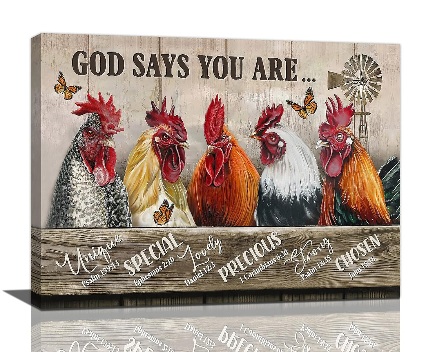 Farmhouse Rooster Canvas Wall Art with Inspirational Quotes