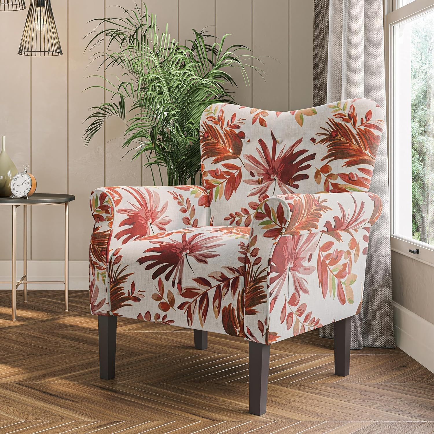 BELLEZE Accent Chair Armchair for Living Room - Allston (Red Floral)