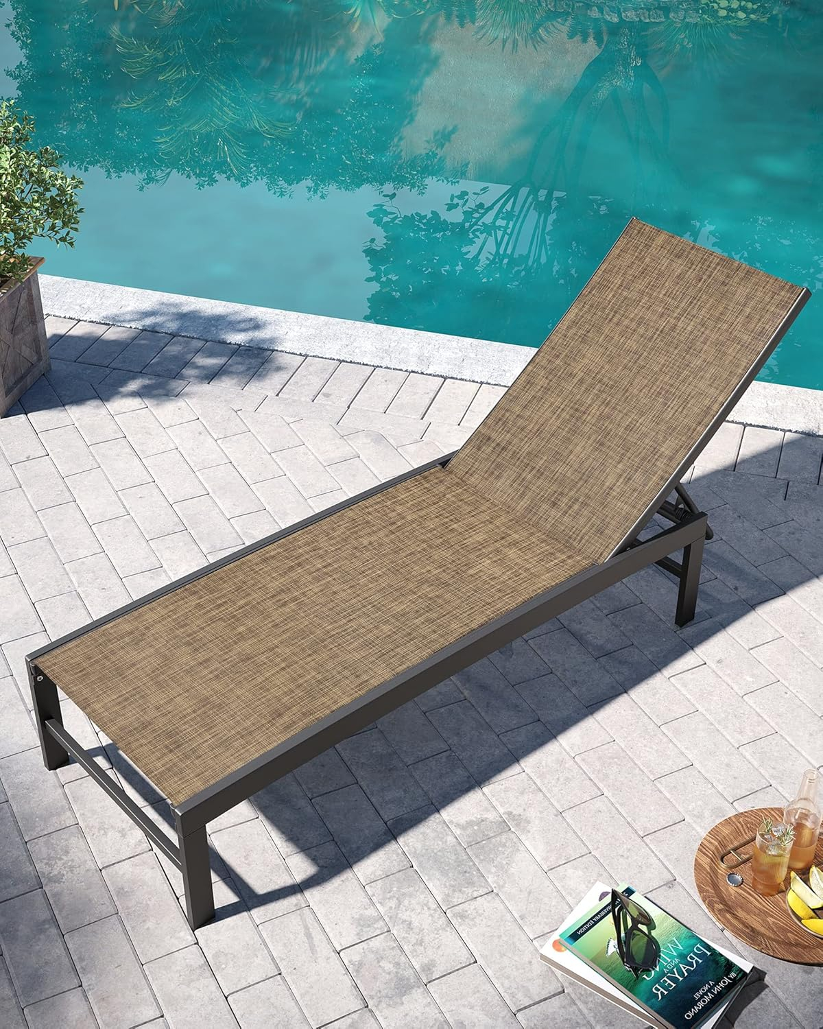 Pellebant  Outdoor Aluminum Patio Chaise Lounge Chair Adjustable - N/A Gray&Brown