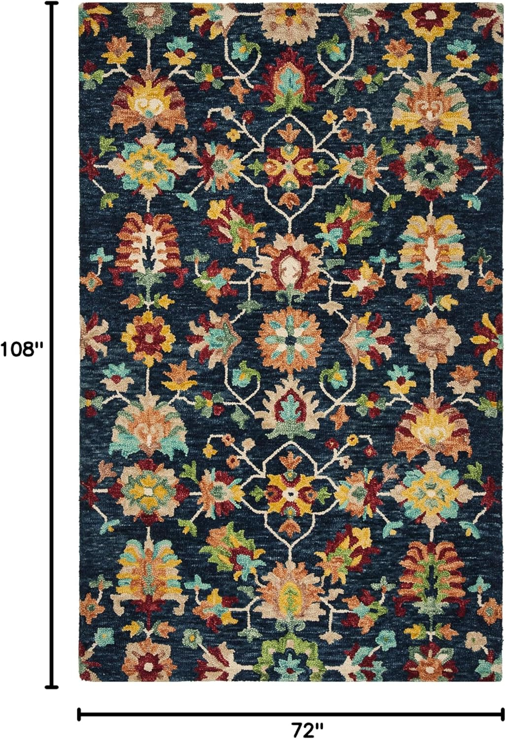 SAFAVIEH Aspen Magdalena Floral Bordered Wool Area Rug, Navy/Red, 6' x 9'