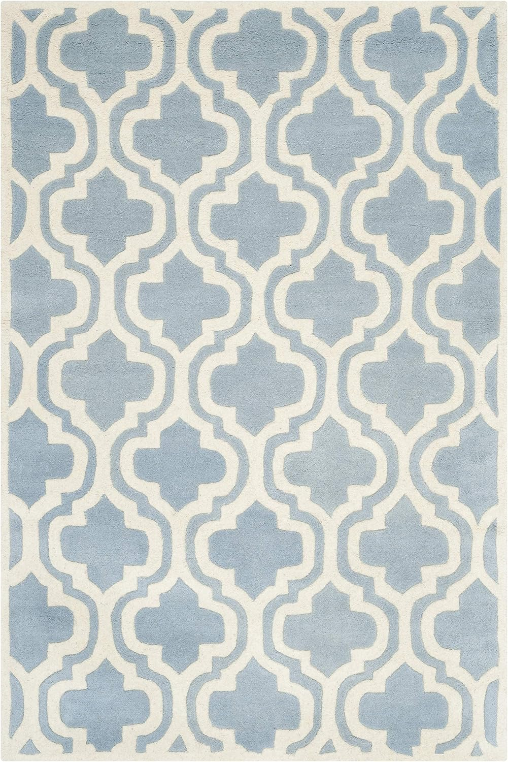 SAFAVIEH Chatham Henry Geometric Quatrefoil Wool Area Rug, Blue/Ivory, 3' x 5'