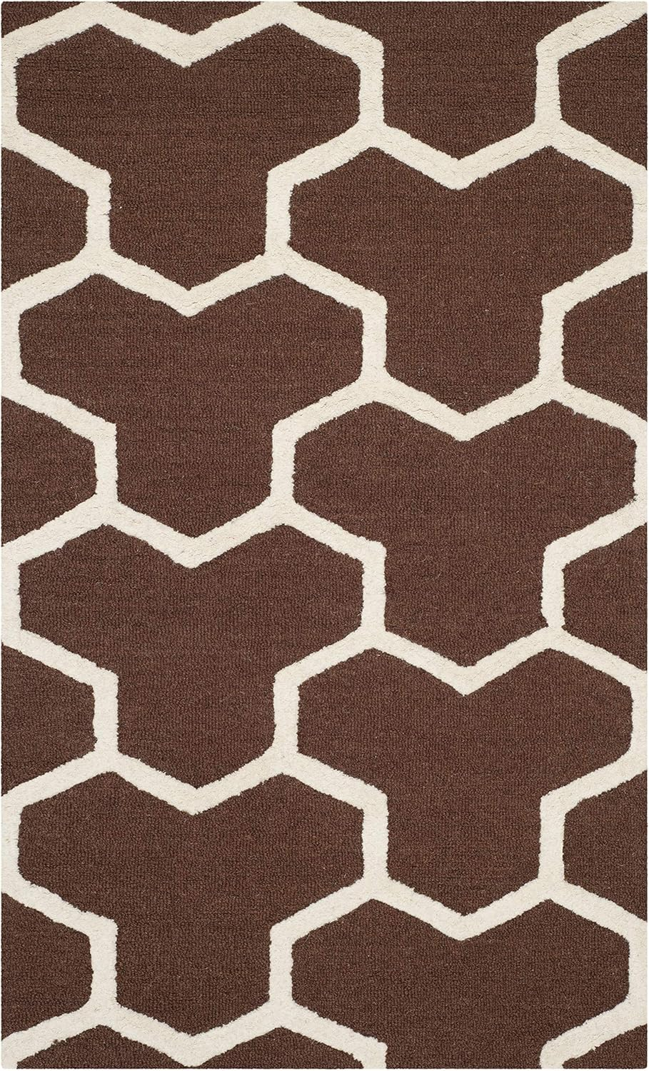 SAFAVIEH Cambridge Joshua Geometric Tessellation Wool Area Rug, Dark Brown/Ivory, 3' x 5'
