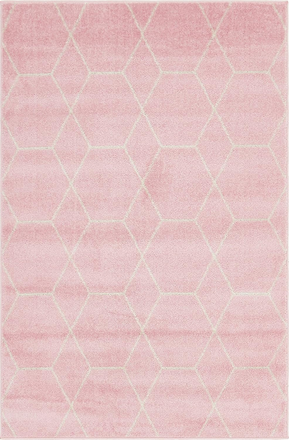 Unique Loom Trellis Frieze Collection Area Rug - Geometric (4' 1" x 6' 1" Rectangle Light Pink/Ivory)