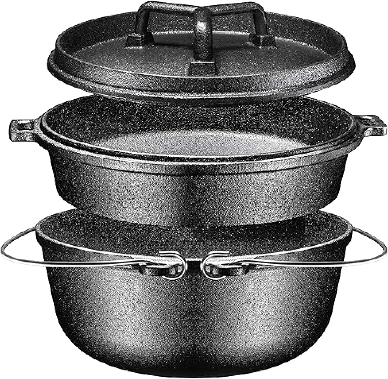 Bruntmor Pre-Seasoned 7pc Cast Iron Cookware Set w/Multi Cooker, Grill Pan, Dutch Oven