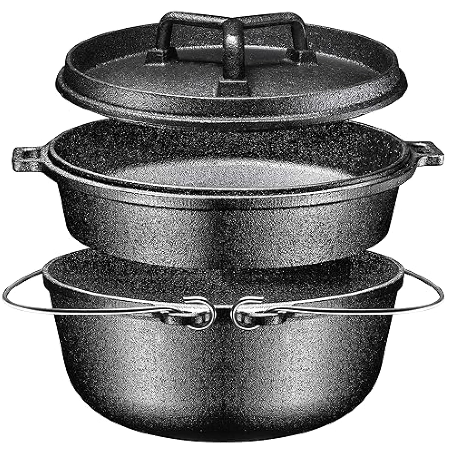 Bruntmor Pre-Seasoned 7pc Cast Iron Cookware Set w/Multi Cooker, Grill Pan, Dutch Oven