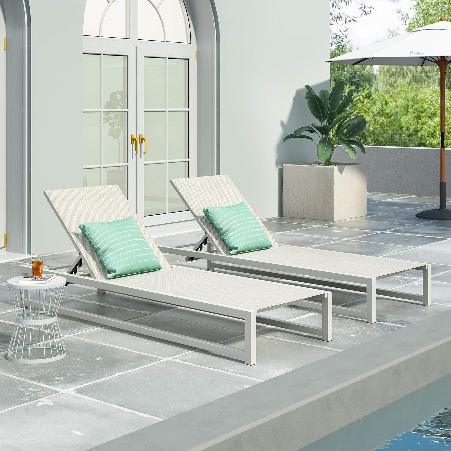 Christopher Knight Home Modesta Outdoor Aluminum Mesh Chaise Lounge (Set of 2) by  White