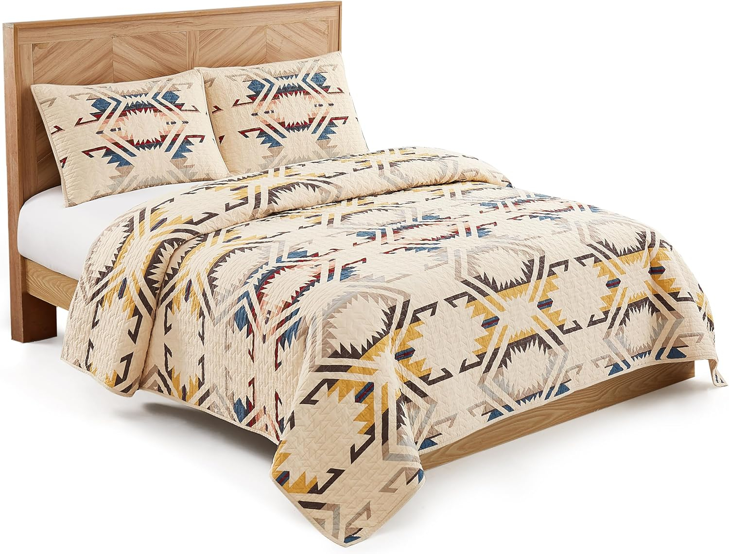 King Organic Cotton Reversible White Quilt Set