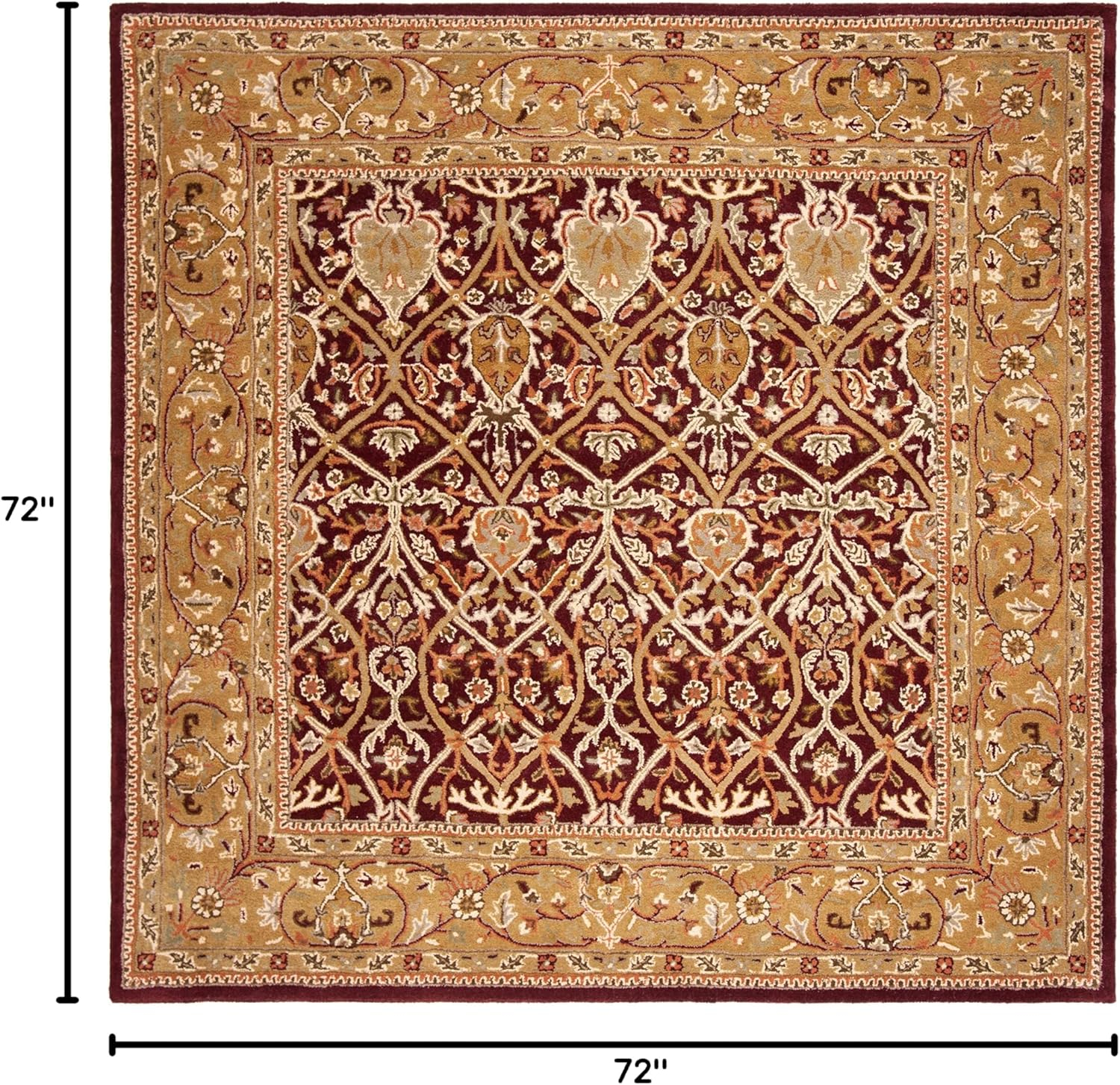 SAFAVIEH Persian Legend Adrian Floral Bordered Wool Area Rug, Red/Gold, 6' x 6' Square